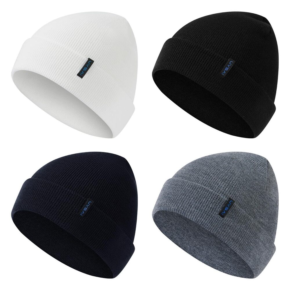 3422 4 Pack Beanies Winter Soft Warm Hats Cozy Knitted Cuffed Unisex Skull